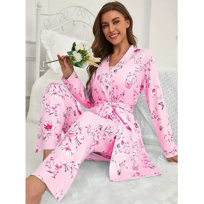 Home Nightgown Trousers Slip Nightdress Three-piece Suit
