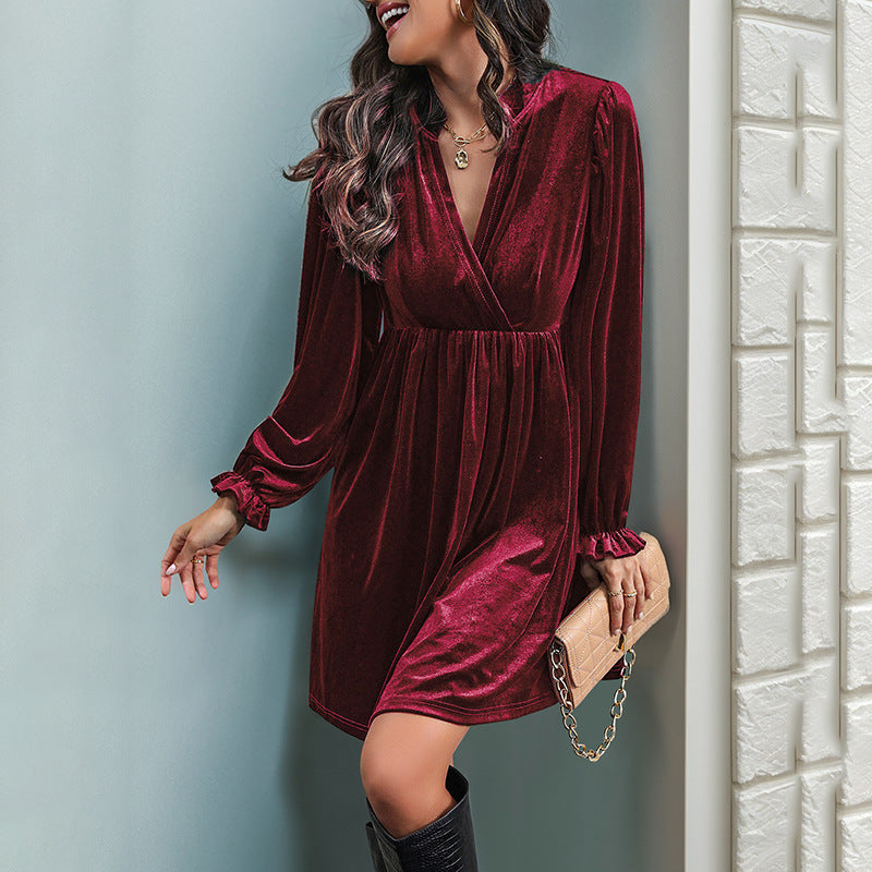 Valentine's Day Slimming Velvet Women's Dress