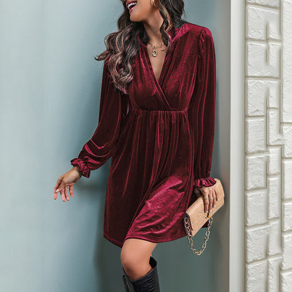 Valentine's Day Slimming Velvet Women's Dress