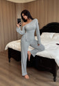 Fashion Sexy Off-the-shoulder Irregular Long Sleeve Trousers Homewear Suit