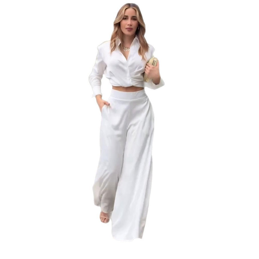 Fashion Loose Cool Top Wide Leg Pants Suit Women