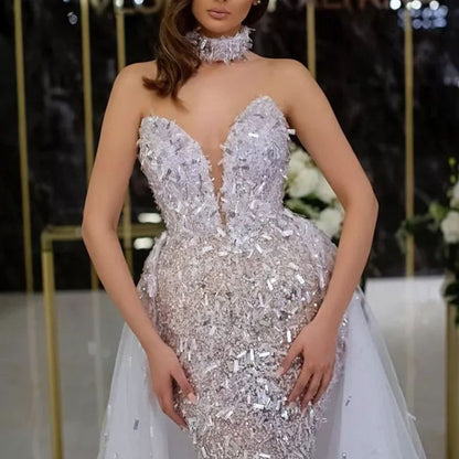 Sequined Fishtail Sleeveless Long Dress For Women