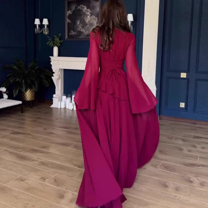 Elegant Temperament Long Sleeve Long Dress Luxurious Lightweight Dress Women