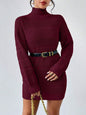 European And American Autumn And Winter Half-high Collar Knitwear Dress