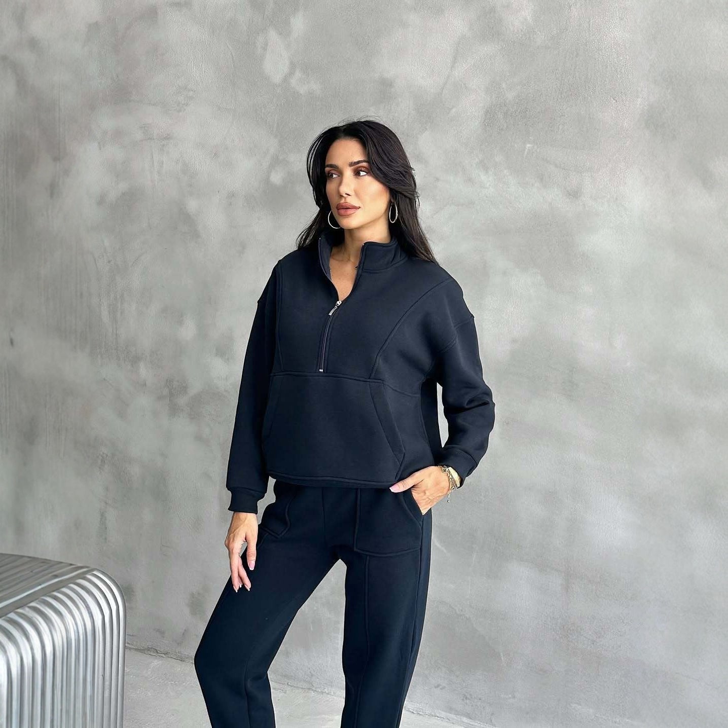 European And American Women's Clothing Two-piece Sweater Fleece Sports