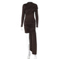 Women's Fashion Slim-fit Round Neck Pleated Sheath Streamer Long Sleeve Dress