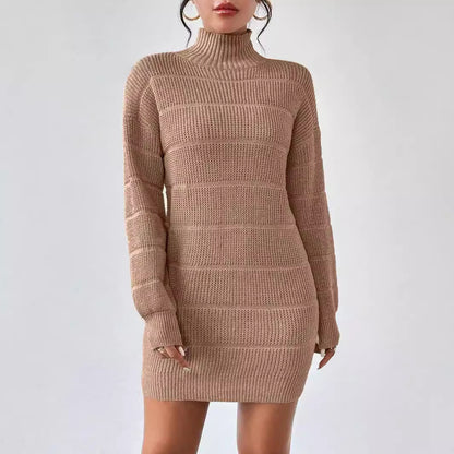 European And American Autumn And Winter Half-high Collar Knitwear Dress