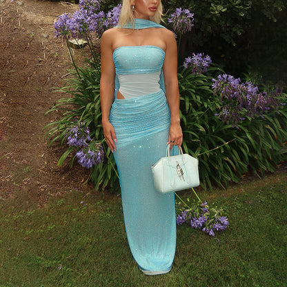 Retro Niche Sparkling Bustier Slimming Dress