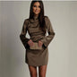 Autumn Elegant Fitted Waistband Satin Dress For Women Autumn Chic Slim-fit Sheath Skirt