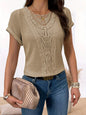 Summer Hollow Out Short-sleeved T-shirt Fashion Ethnic Style Tops Women's Clothing