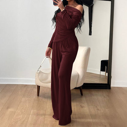 Women's Long-sleeved Top And Pants Set