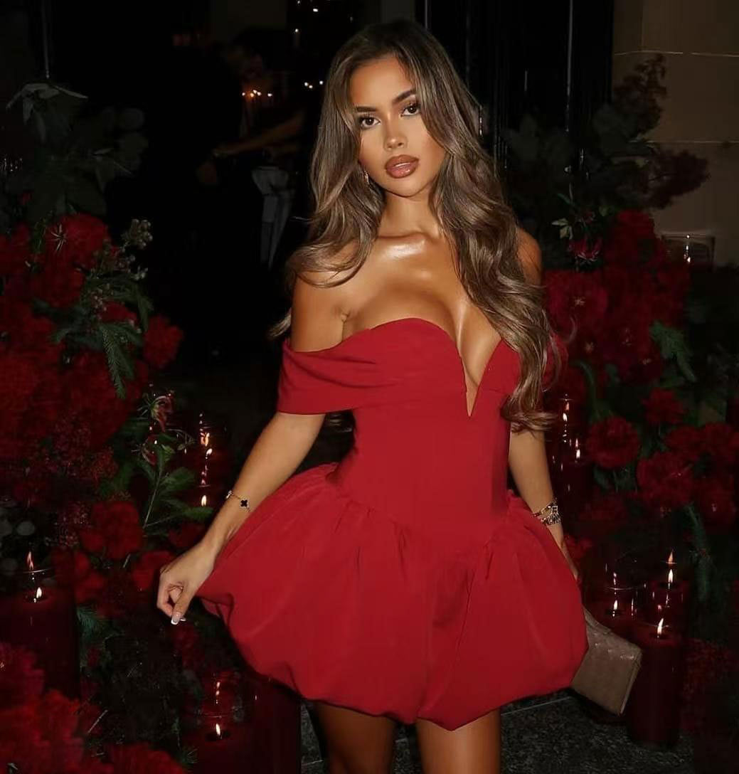 Women's Fashion Deep V Off-Shoulder Short Dress