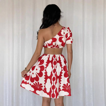 Symmetrical Neckline Hollow Waist Women's Dress