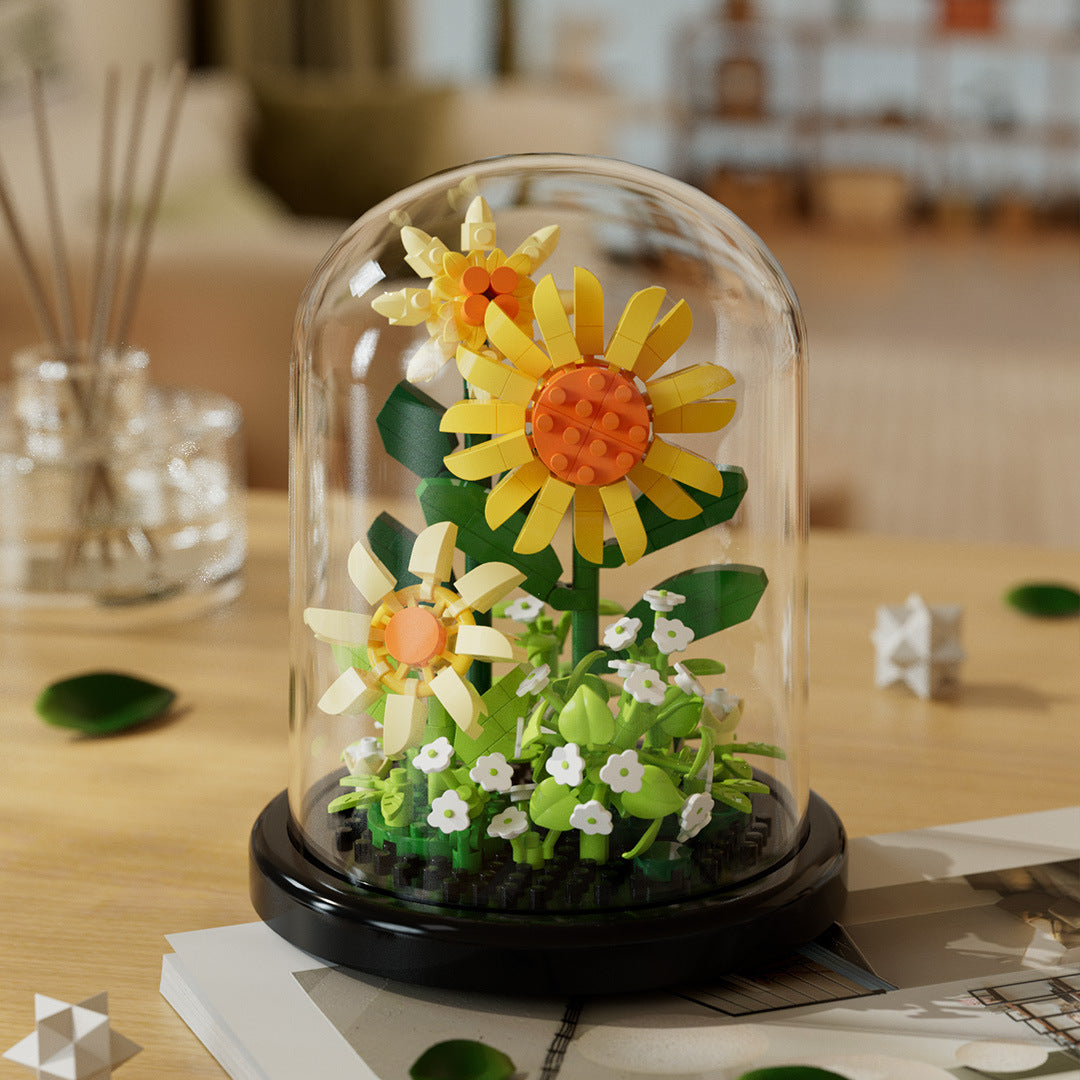 Dust Cover Building Blocks Flowers Children's Assembly Toys