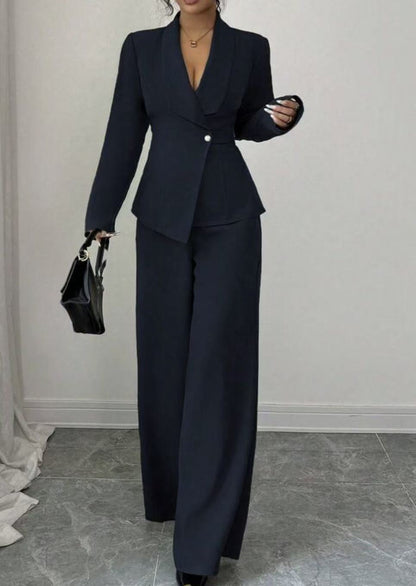 Women's Long-sleeved Suit Jacket Straight-leg Pants Top And Bottom