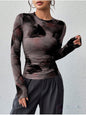 Ink-wash Retro Print Women's Slim-fit Versatile Stylish Top