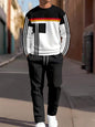 Fashion Men's Casual Sporty Round Neck Sweatshirt And Pants Two-piece Set