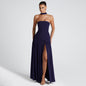 Pure Color Split Backless Elegant Streamer Dress