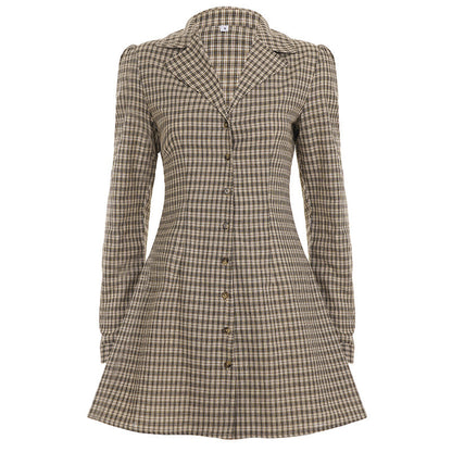 Shirt Collar Slim-fit Slimming Breasted Long-sleeved Dress