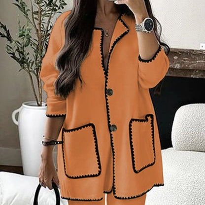 Women's Suit Fashion Casual Loose Solid Color Two-piece Set