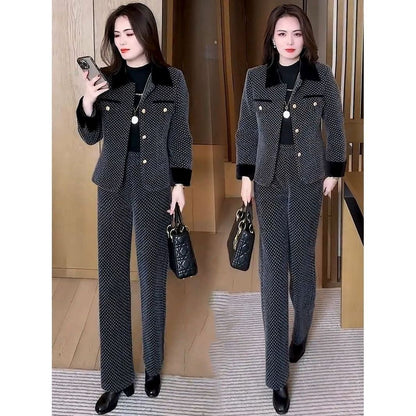 Short Coat Wide Leg Pants Two-piece Set