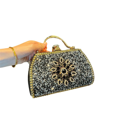 Alloy Rhinestone Carved Banquet Bag Women