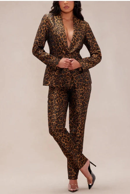 Leopard Print 2-Piece Suit