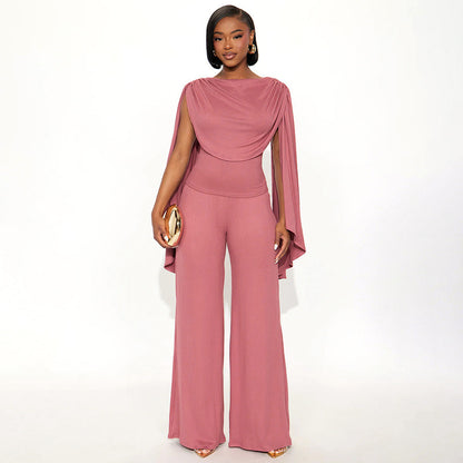 Women's Solid Color Casual Slim Swing Neck Sleeveless Top And Ribbed Pants Set