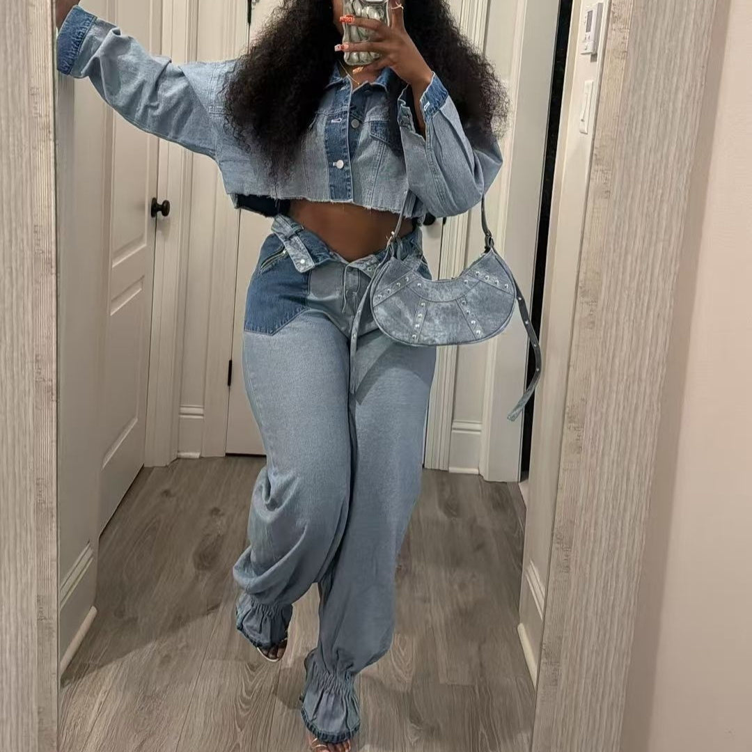 Women's Clothing Casual Multicolor Denim Suit