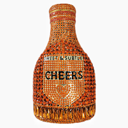 Champagne Bottle Rhinestone Evening Clutch Women's Bag