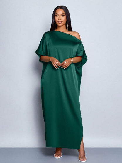 Women's Solid-Color Casual Loose Satin Dress