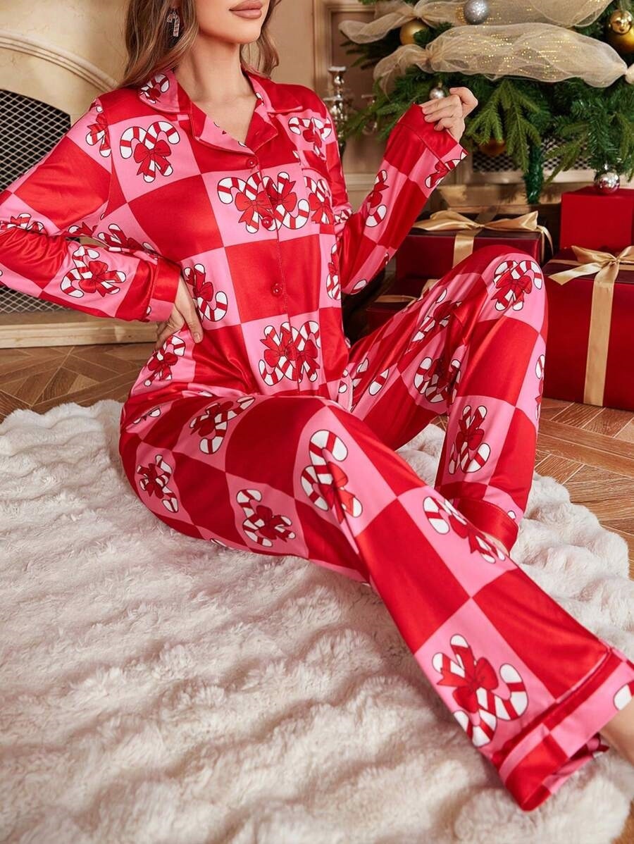 Female Christmas New Year Cartoon Two Piece Set
