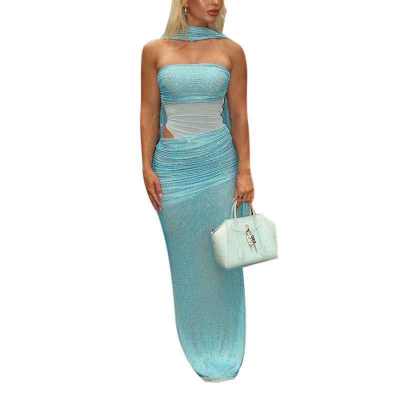 Retro Niche Sparkling Bustier Slimming Dress