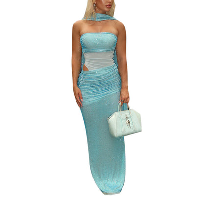 Retro Niche Sparkling Bustier Slimming Dress