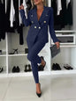 New All-matching Casual Suit Lapel Button-down Jacket And Slim-fit Trousers For Women's Office Business Set Clothing