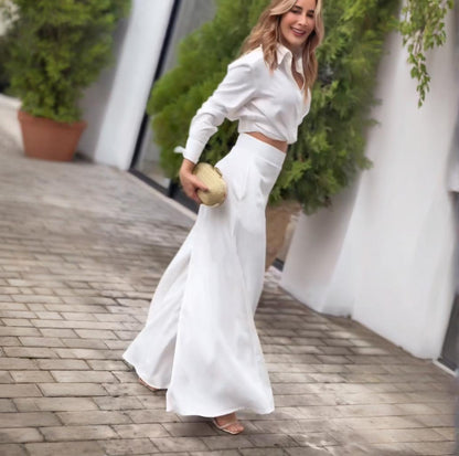 Fashion Loose Cool Top Wide Leg Pants Suit Women