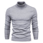 Winter Turtleneck Sweater Fashion Slim Fit Solid Color Pullover Knitted Top Men's Clothing
