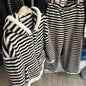 Striped Hooded Pajama Set Homewear For Women