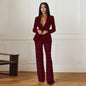 Buttoned Blazer And Beaded Pants Two-Piece Set
