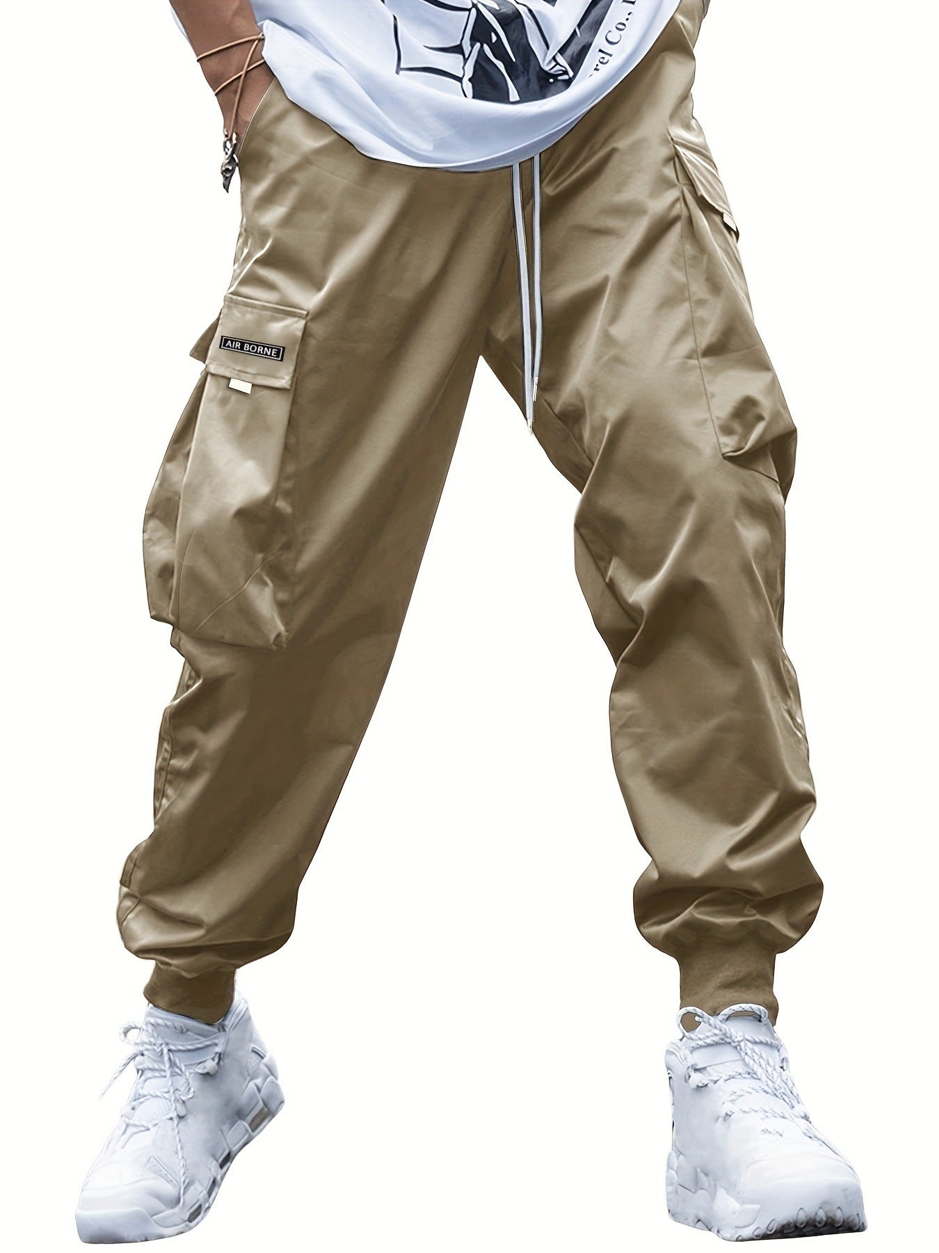 Multi-pocket Cargo Pants Men's Casual Hip-Hop Drawstring Trousers Outdoor Streetwear Sports Pant