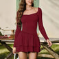 Season New Solid Color Elegant Slim-fit Short Long Sleeve Dress