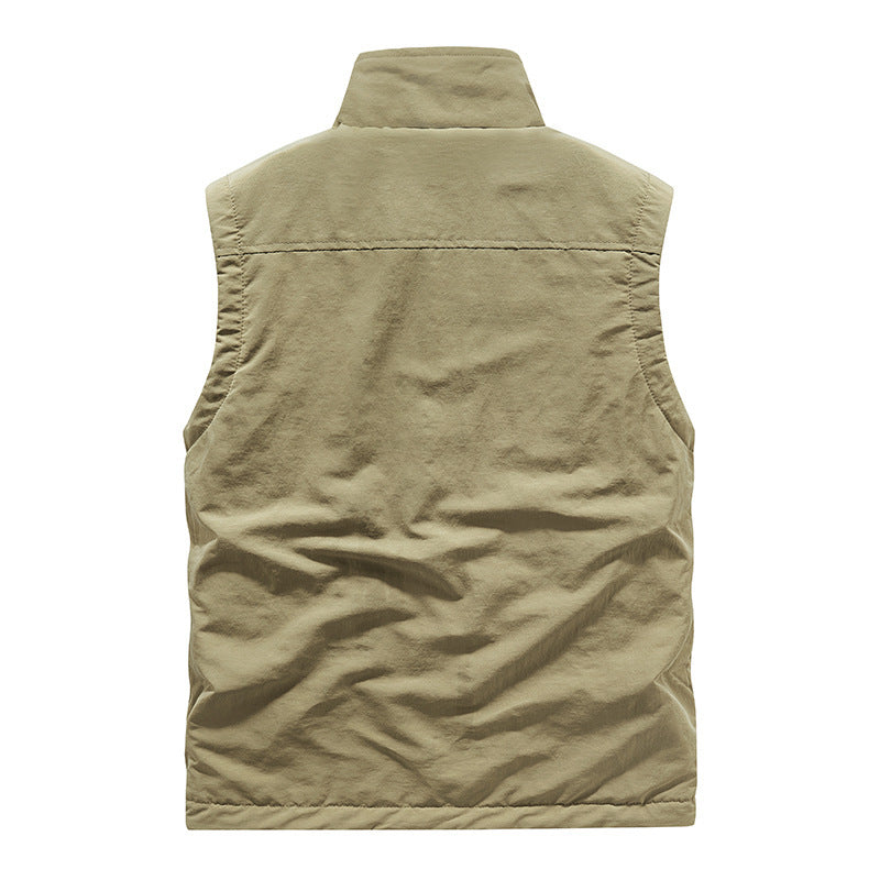 Men's Outdoor Double-sided Wear Velvet Vest Multi-pocket Leisure Cargo
