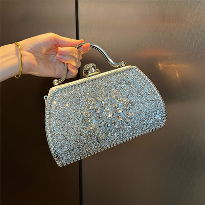 Alloy Rhinestone Carved Banquet Bag Women