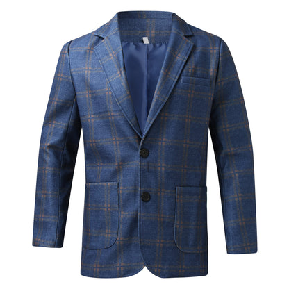 Men's Plaid Lapel Long Sleeve Suit Coat Men's Business Suit