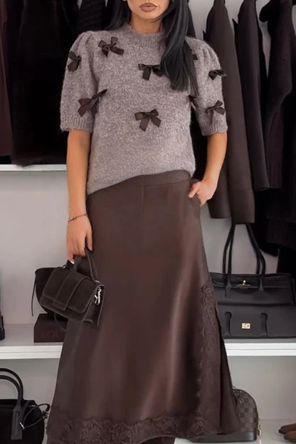 European And American Sweater Pocket Slit Ladies Skirt