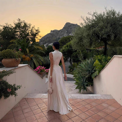 Womens Round-neck Halter-style Sleeveless Dress