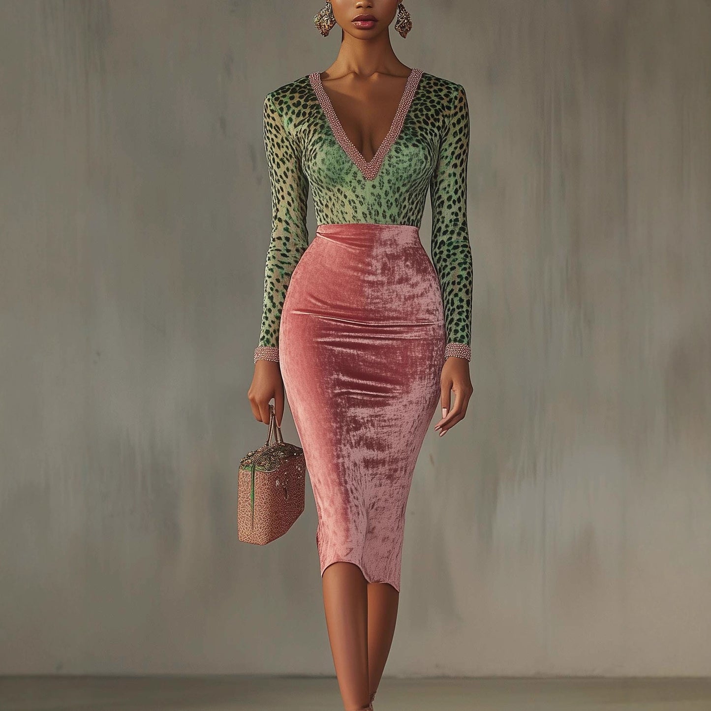 Shiny, Stretchy Velvet Bodycon High-waist Mermaid Skirt