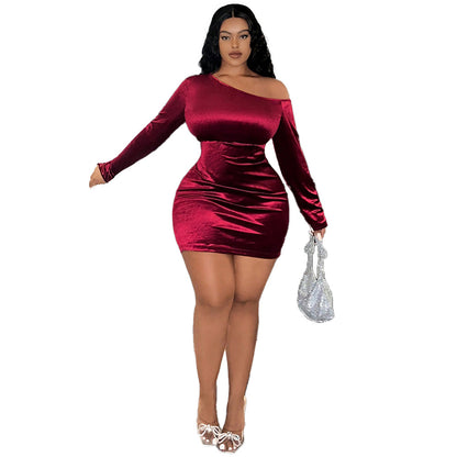 Sexy Off-shoulder French Style Velvet Dress