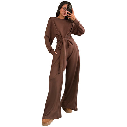 Stylish And Comfortable Waist-tied Ribbon Pants Casual Suit