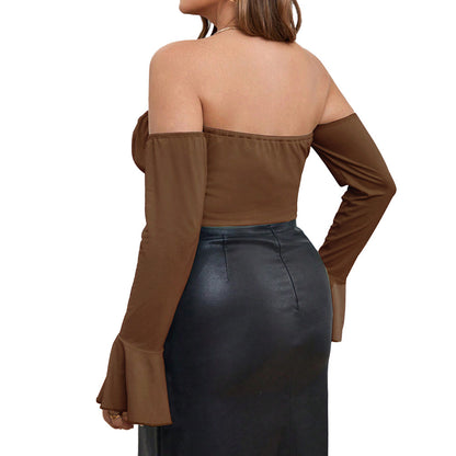 Women's Retro Sexy Halter One Shoulder Long Sleeve Top